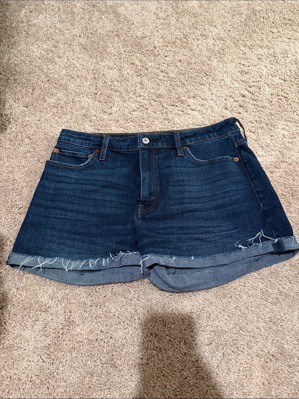Abercrombie & Fitch Dark Blue Hem Denim Shorts